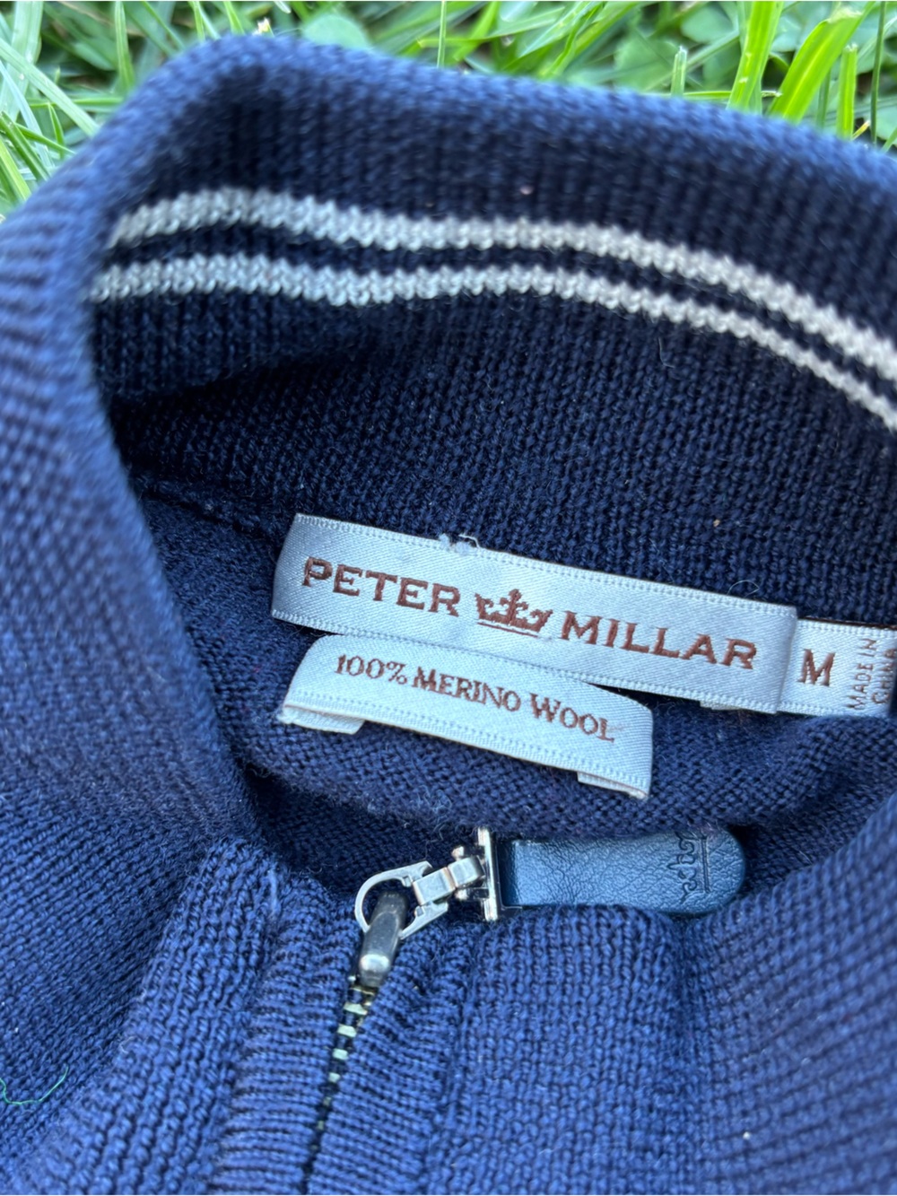 Peter Millar Men's Quarter-Zip Sweater Blue - Picture 3 of 6